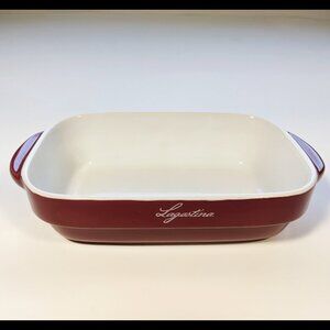 Small Lagostina Ceramic Baking Dish 6 x 4 in (8.25x5) Microwaveable Dark Red NEW